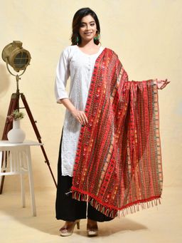 Gahan - Red Colour Silk Blend Dupatta