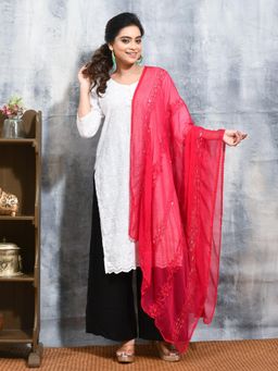 Gahan - Pink Colour Chiffon Dupatta