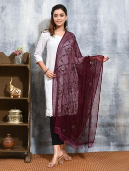 Gahan - Purple Colour Chiffon Dupatta