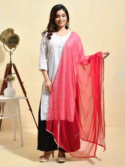 Gahan - Red Colour Chiffon Dupatta