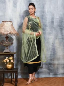 Gahan - Green Colour Net Dupatta