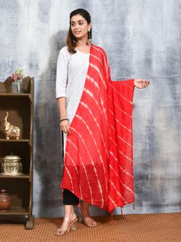 Gahan - Red Colour Poly Chiffon Dupatta