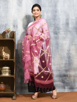 Gahan - Purple Colour Organza Dupatta
