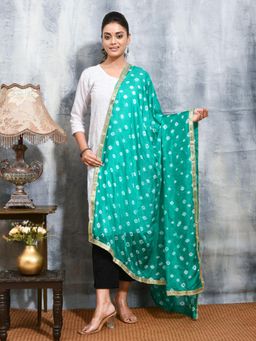 Gahan - Green Colour Satin Dupatta