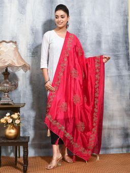 Gahan - Pink Colour Satin Dupatta