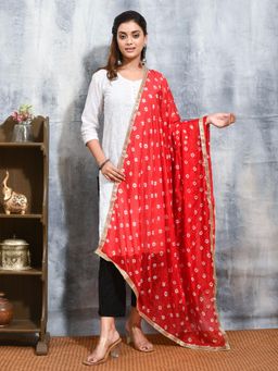 Gahan - Red Colour Satin Dupatta