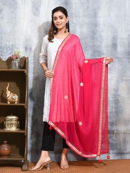 Gahan - Pink Colour Chiffon Dupatta