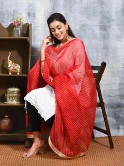 Gahan - Red Colour Silk Blend Dupatta