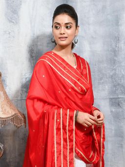 Gahan - Red Colour Silk Blend Dupatta