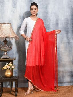 Gahan - Red Colour Chiffon Dupatta