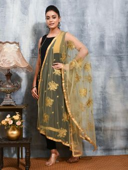 Gahan - Beige Colour Net Dupatta