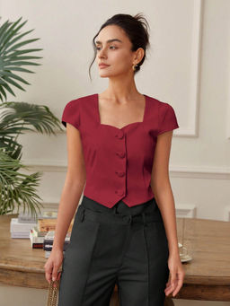 Outzidr - Red Front Button Top
