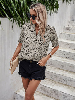 Outzidr - Beige Printed Top