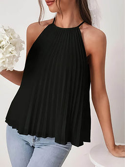 Outzidr - Black Pleated Flared Top
