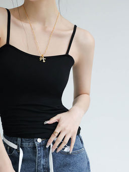 Outzidr - Black Basic Solid Crop Top