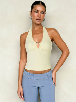 Outzidr - Yellow Halter Fitted Top