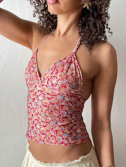 Outzidr - Red Printed Camisole Top