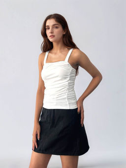 Outzidr - White Gathered Cami Top