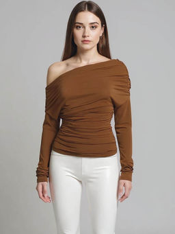 Outzidr - Brown Knit Top