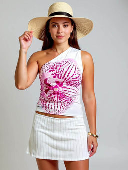 Outzidr - White One Shoulder Summer Top