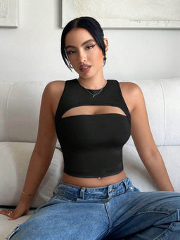 Outzidr - Black Racer Cut Out Detail Top