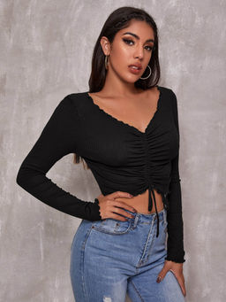 Outzidr - Black Centre Ruched Top