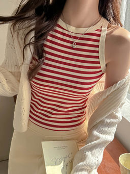 Outzidr - Red Stripe Ribbed Tank Top