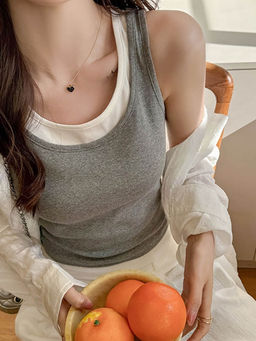 Outzidr - Grey Twofer Look Tank Top