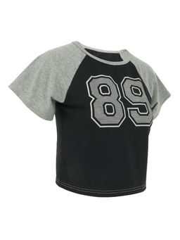 Outzidr - Black Varsity Crop T-Shirt