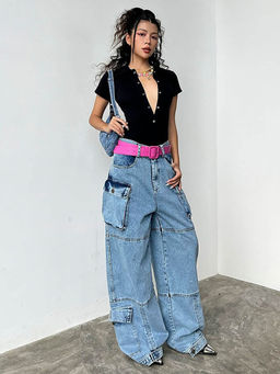 Outzidr - Black Button Down Bodysuit