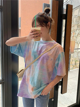 Outzidr - Multi-Color Tie And Dye Oversized T-Shirt