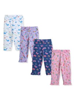 Bontots - Baby Girls Multi-Color Cotton Elastic Waist Pants (Pack of 4)