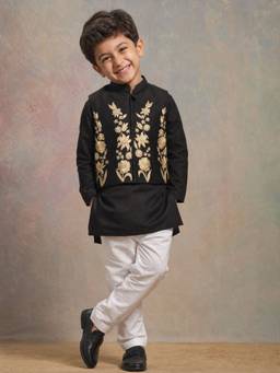 LABEL NEETI - Kurta With Embroidered Jacket And Pyjama