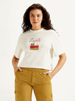 Levi's - Off White Embroidered Boxy Fit T-Shirt