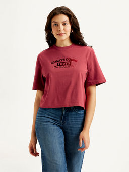 Levi's - Maroon Typography Boxy Fit T-Shirt