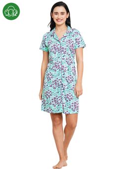 Inner Sense - Organic Cotton And Bamboo Fibre Sleep Shirt With A Hairband - Green (Set of 2)