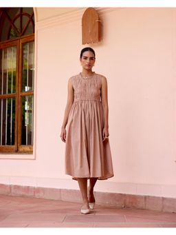 Farm Loom - Della Sleeveless Brown Dress
