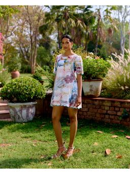 Farm Loom - Daisy Scalloped Short Multi-Color Dress