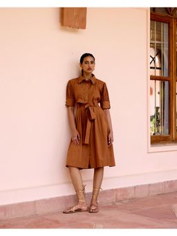 Farm Loom - Diana Belted Brown Dress
