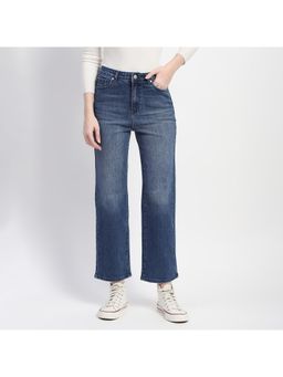 Madame - Straight Fit Mid Blue Whiskered Denim