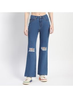 Madame - Blue Ripped Flared Denim
