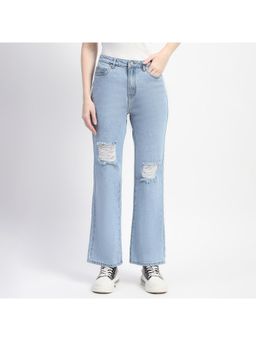 Madame - Ice Blue Ripped Flared Denim