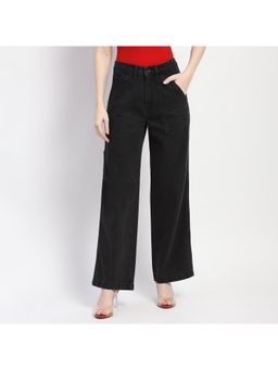 Madame - Slant Pocket Flared Black Denim