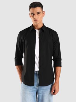 Calvin Klein - Black Solid Slim Fit Cotton Shirt