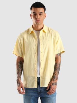 Calvin Klein - Yellow Solid Regular Fit Linen Shirt