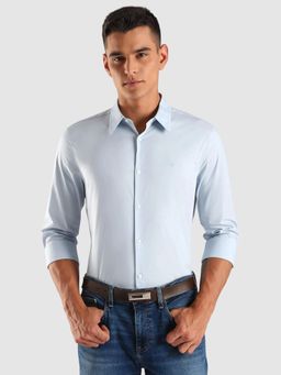 Calvin Klein - Blue Solid Slim Fit Cotton Shirt