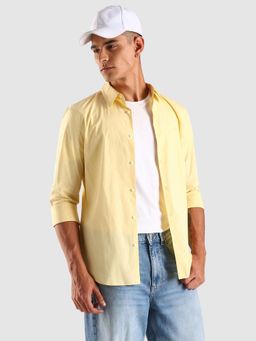 Calvin Klein - Yellow Solid Slim Fit Cotton Shirt
