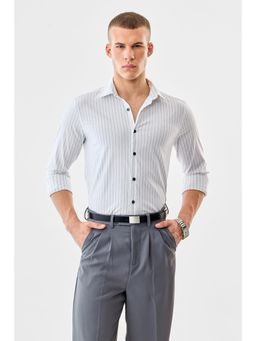 Snitch - White Stripes Full Sleeves Slim Formal Shirt