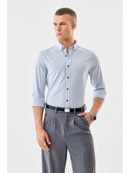 Snitch - Light Blue Stripes Full Sleeves Slim Formal Shirt