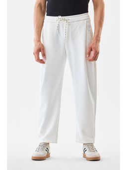 Snitch - White Textured Relaxed Casual Trouser